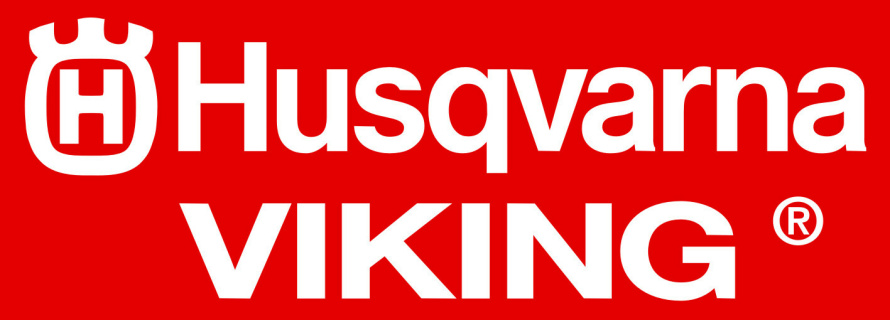 Husqvarna viking logo kahdella rivillä