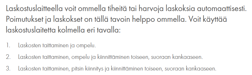 Pfaff laskostuslaite ohje 1