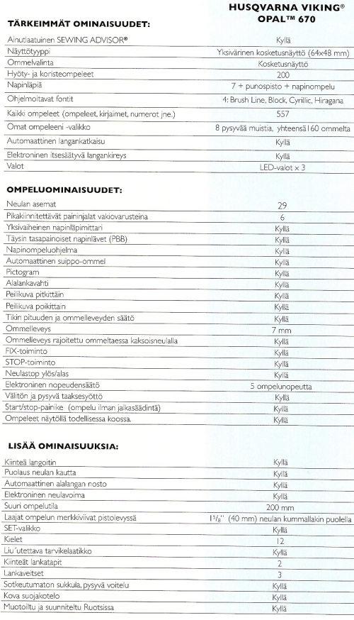 Opal edut ja ominisuudet670