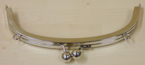 Kukkaro/laukkukehys 18x7,6cm kaareva lenkein, väri nikkeli