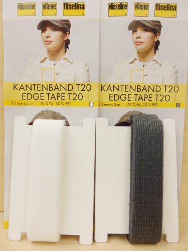 Edge Tape (Kantenband) T20 tukinauha valkoinen / tumma harmaa 20mm / 5m, Vlieseline