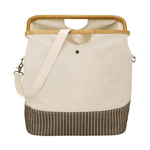 Tarvike- ja matkalaukku, bambu/kanvas, 40,5m x25cm x 45cm