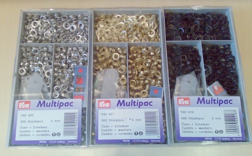 Sirkka 5mm, väri nikkeli / messinki / musta oxid, 500 kpl. + asennustyökalu, Prym