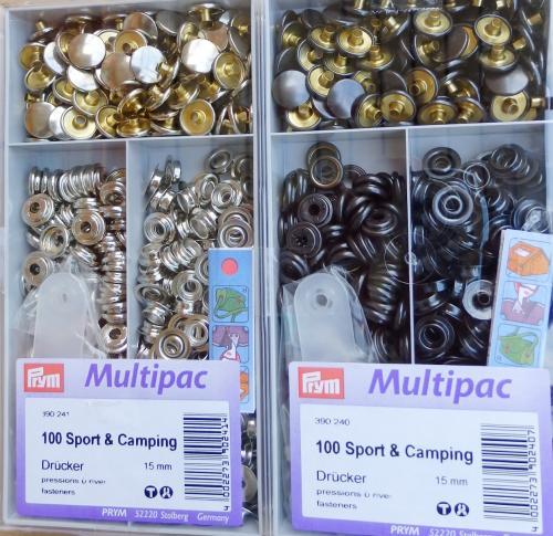 Painonappi 15mm sport&camping nikkeli ja musta oxid. 100 kpl. Prym