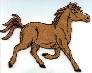 Merkki, juokseva hevonen, silittämällä kiinnittyvä, Prym